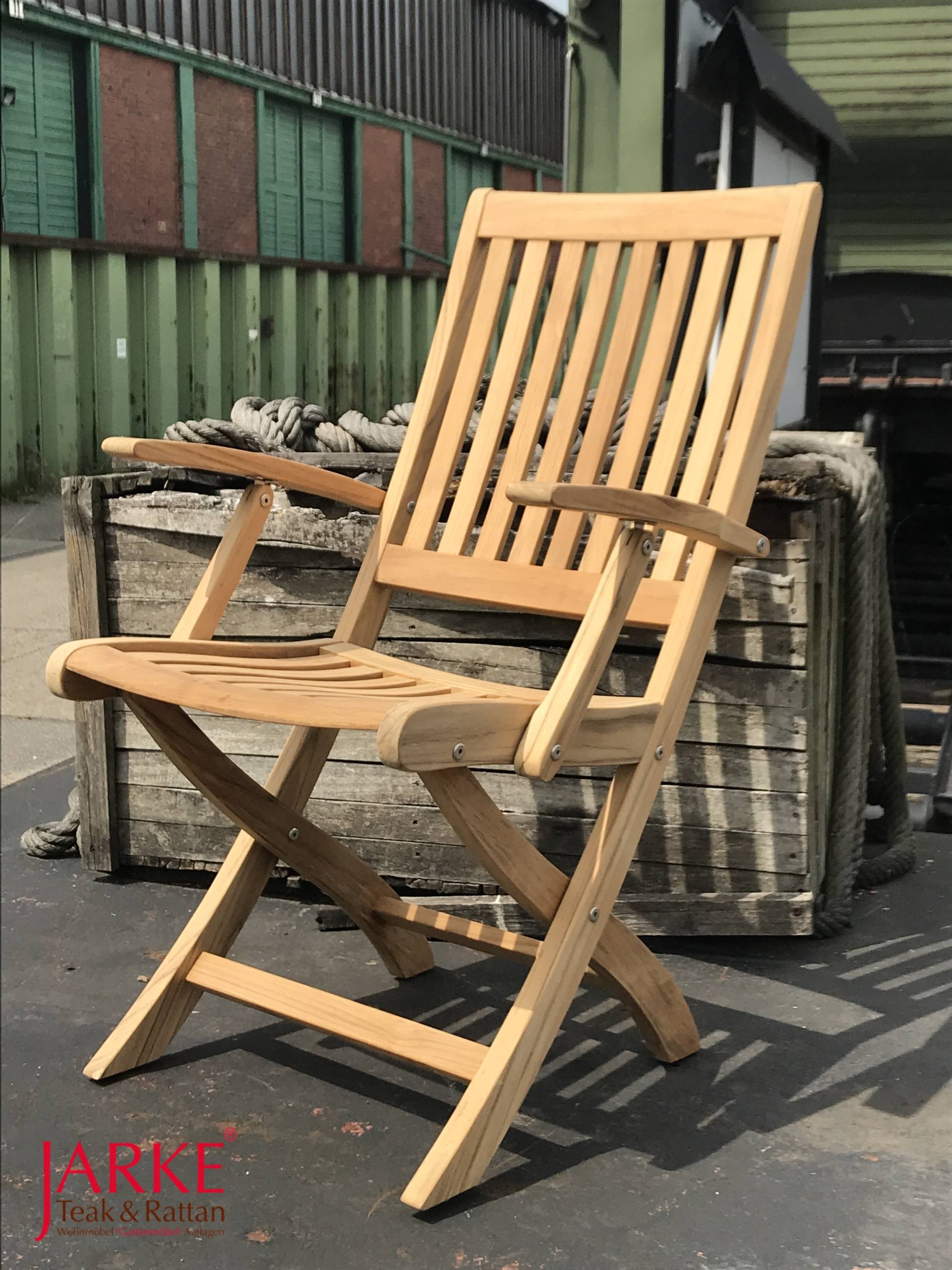 Teak Klappstuhl mit Armlehnen
