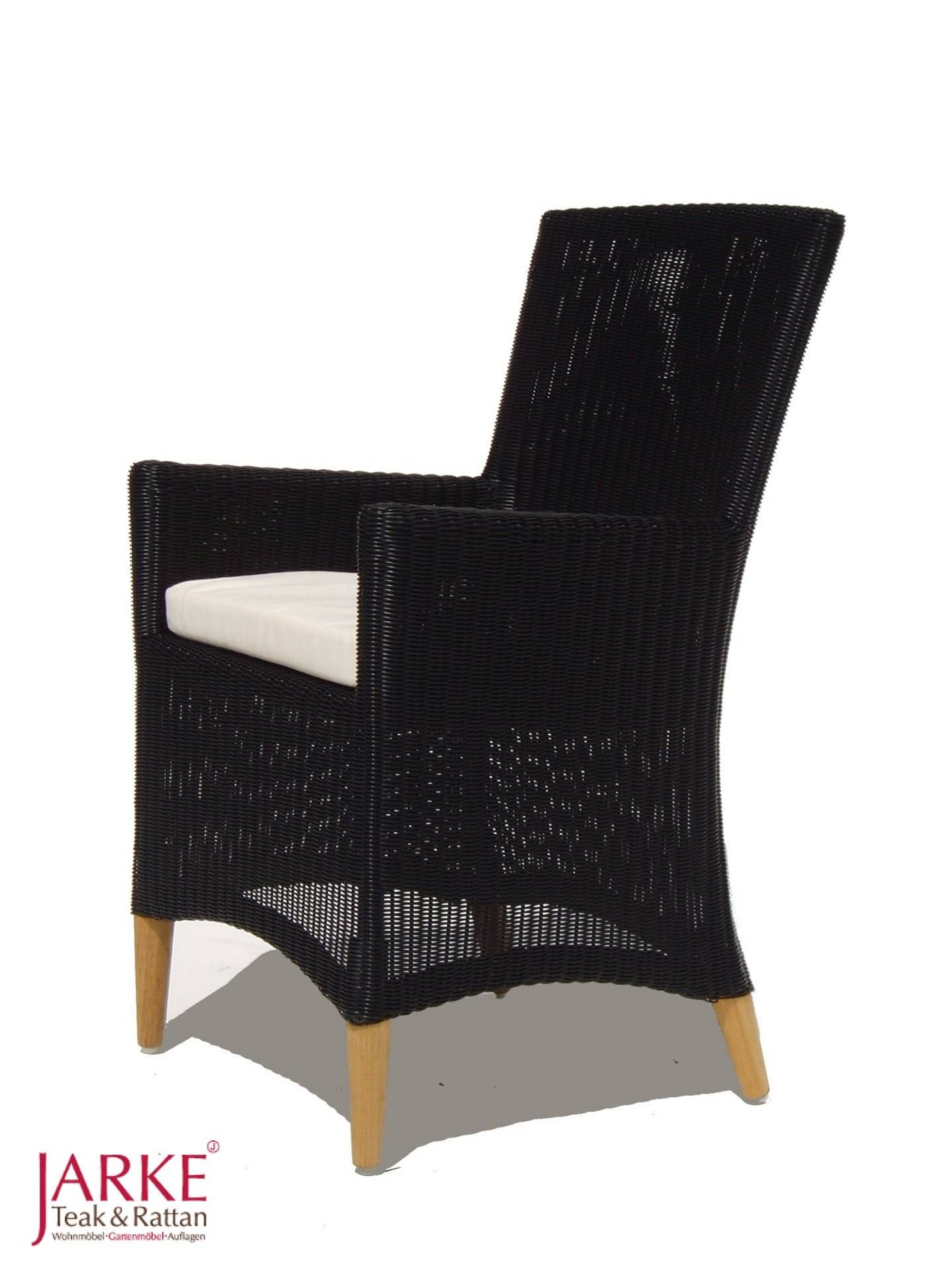Stuhl "Avery" Anthrazit mit Armlehnen & Teakbeinen – Bild 2