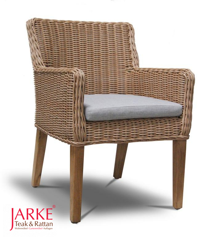 Outdoor Stuhl mit Geflecht und Teakbeinen