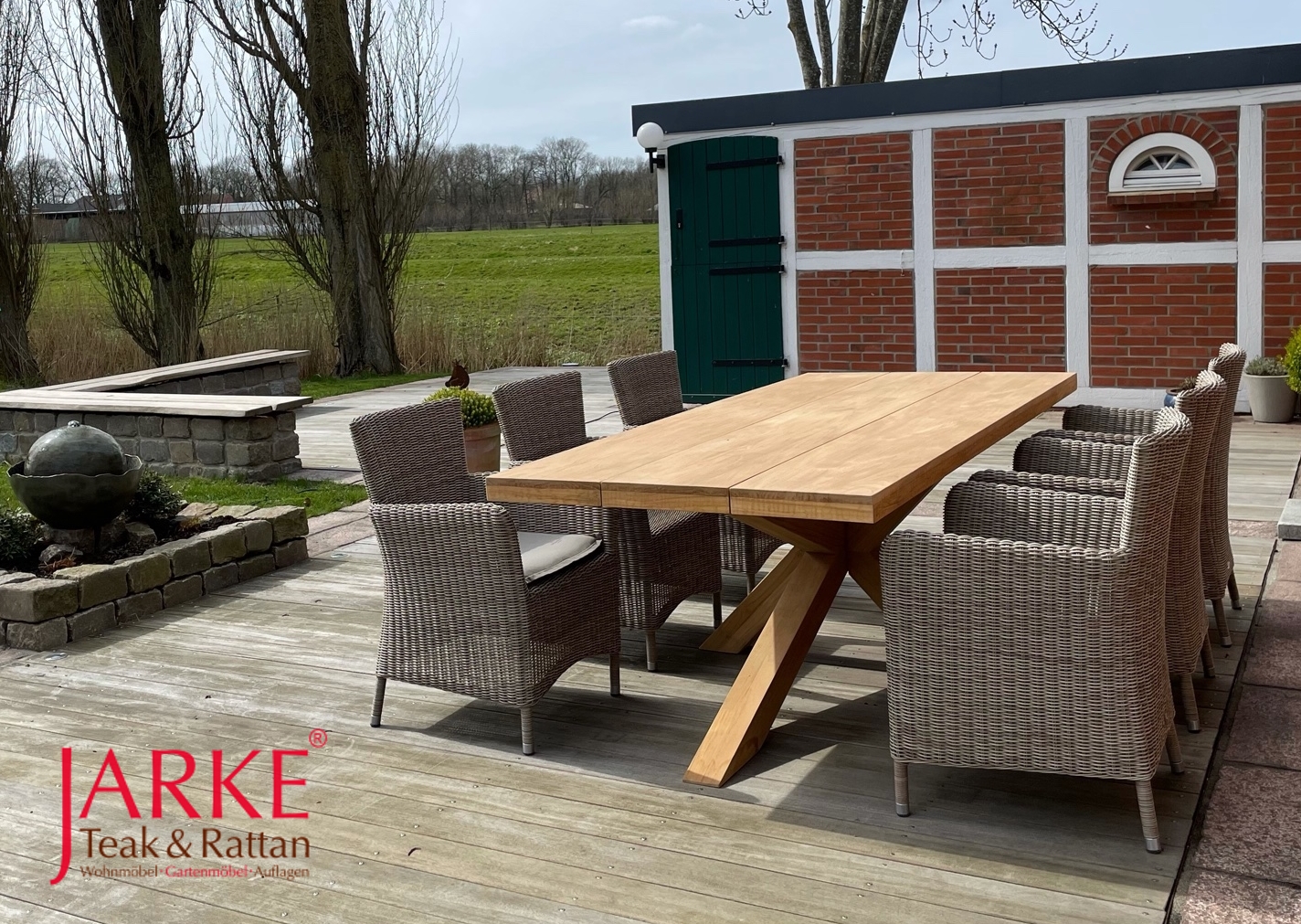 XL Teak Tisch "Ava" mit extra breiter Lattung