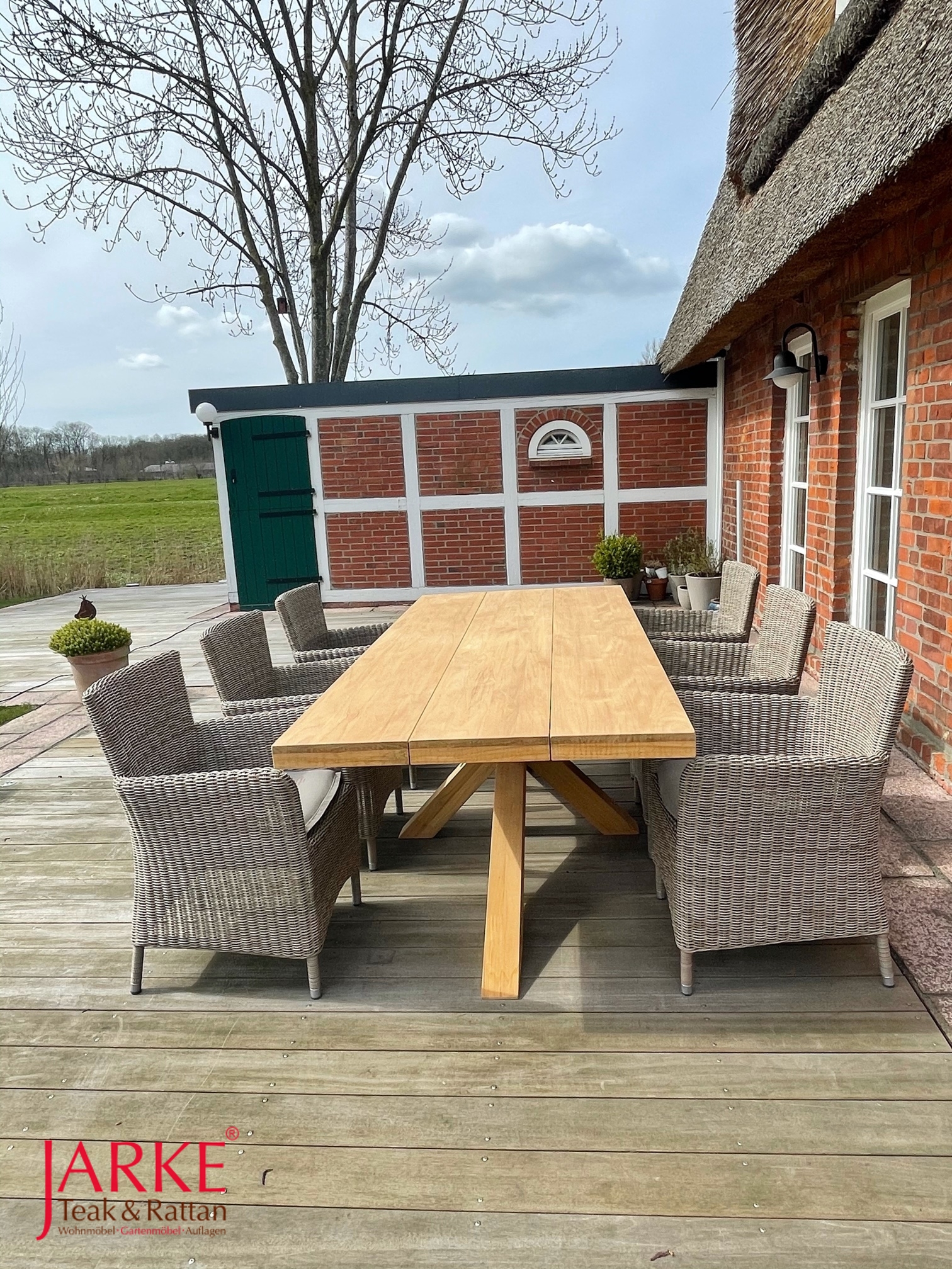 XL Teak Tisch "Ava" mit extra breiter Lattung