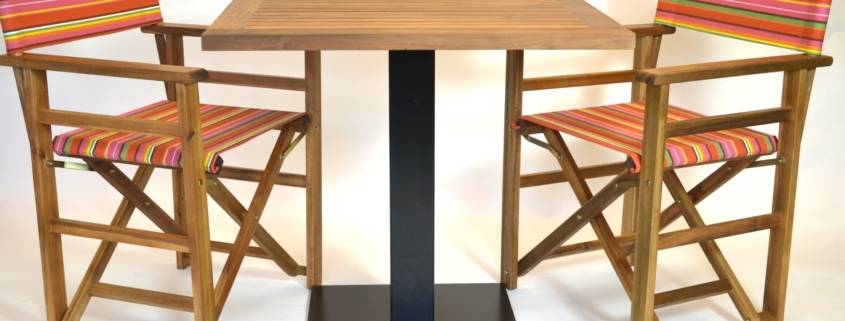 Bistrotisch Teak mit Eisenfuß