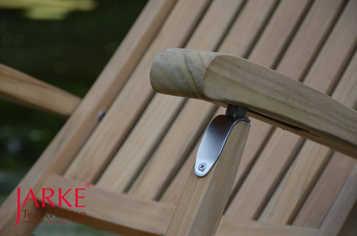 Premium Teak Deckchair "Alster", mit Rädern, Edelstahlscharniere