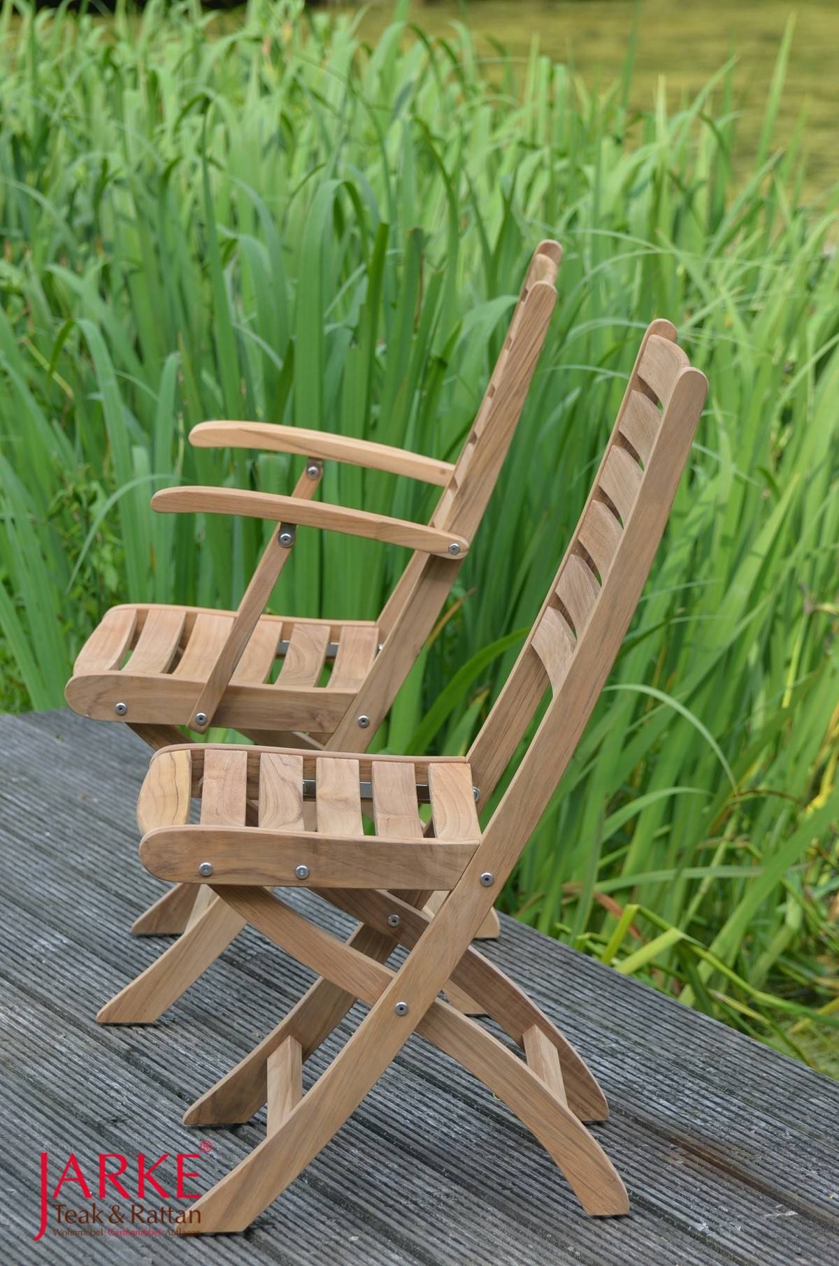 Teak Klappstuhl Louis mit und ohne Armlehne