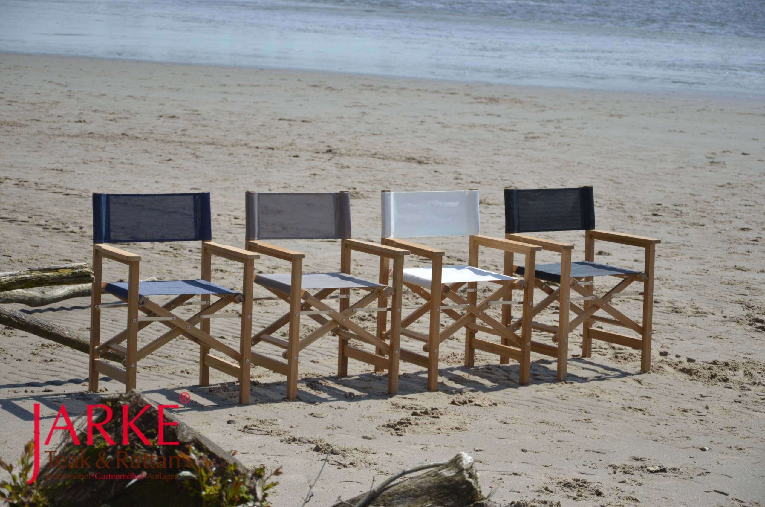 Massiver Teak Regiestuhl in 4 Farben