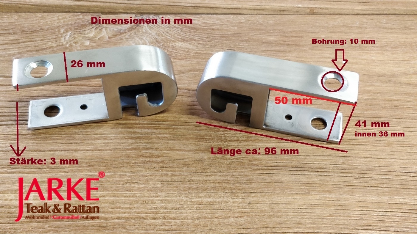 Deckchair Fußteilhalterung aus Edelstahl