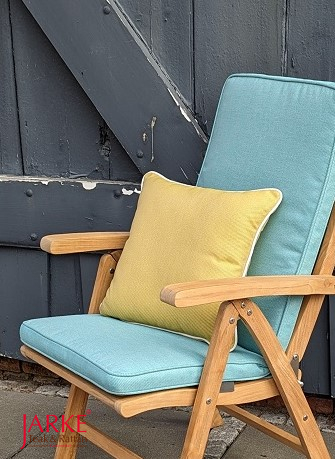 Zierkissen aus Olefin, Senfgelb mit weißem Keder